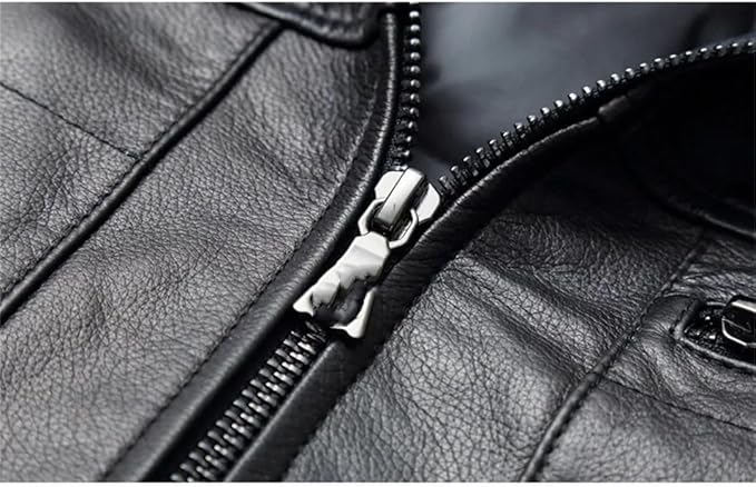 Hgvcfcv Men Plus Size Cowhide Down Jacket Fur Collar Winter Thick Warm Fit Leather Coat