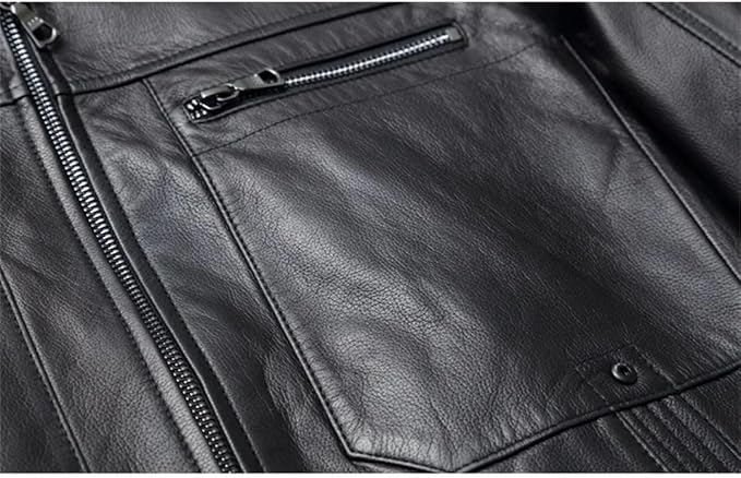 Hgvcfcv Men Plus Size Cowhide Down Jacket Fur Collar Winter Thick Warm Fit Leather Coat